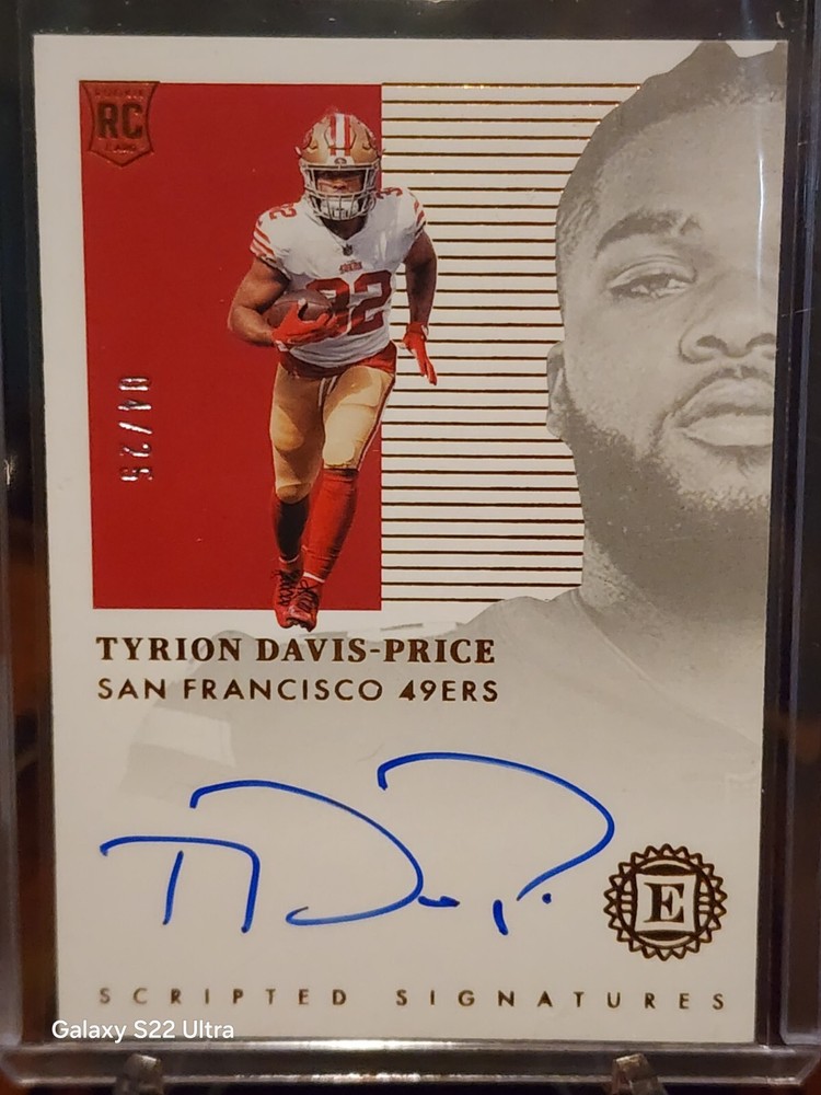 2022 Encased Tyrion Davis-Price  Scripted Signatures On Card Auto 04/25 SF 49ers