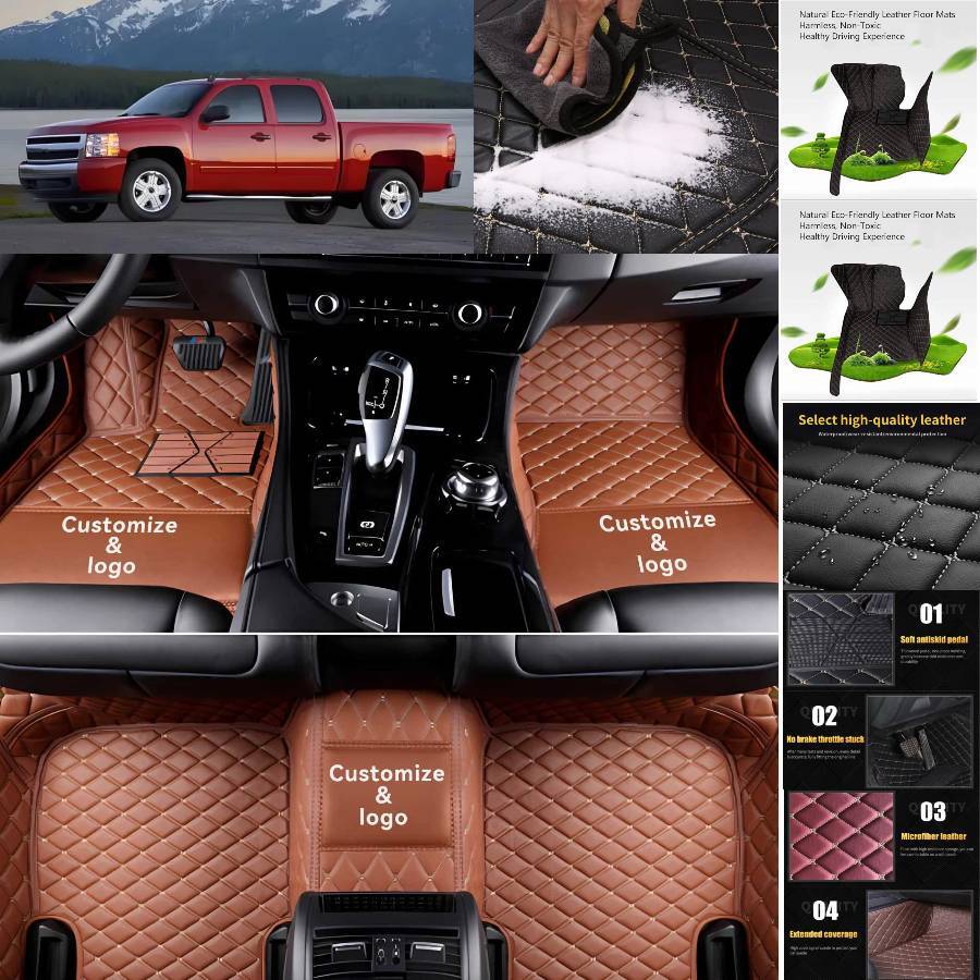 For Chevrolet Silverado Crew Cab Car Floor Mats All Weather Luxury Waterproof