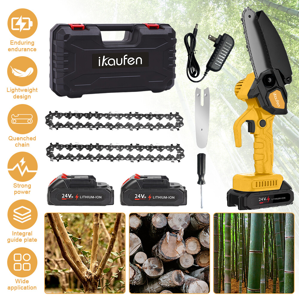 4-Inch Cordless Mini Chainsaw with Battery - Portable Electric Wood Cutter