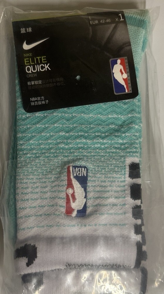 Calcetines de baloncesto Nike NBA ELITE Quick Crew talla L un par (blanco-verde) ¡Color!!