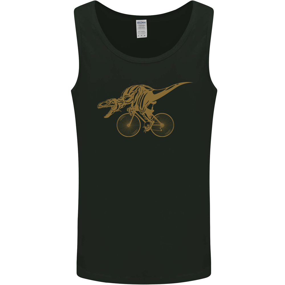 T-Rex Dinosaur Riding a Bicycle Cycling Mens Vest Tank Top