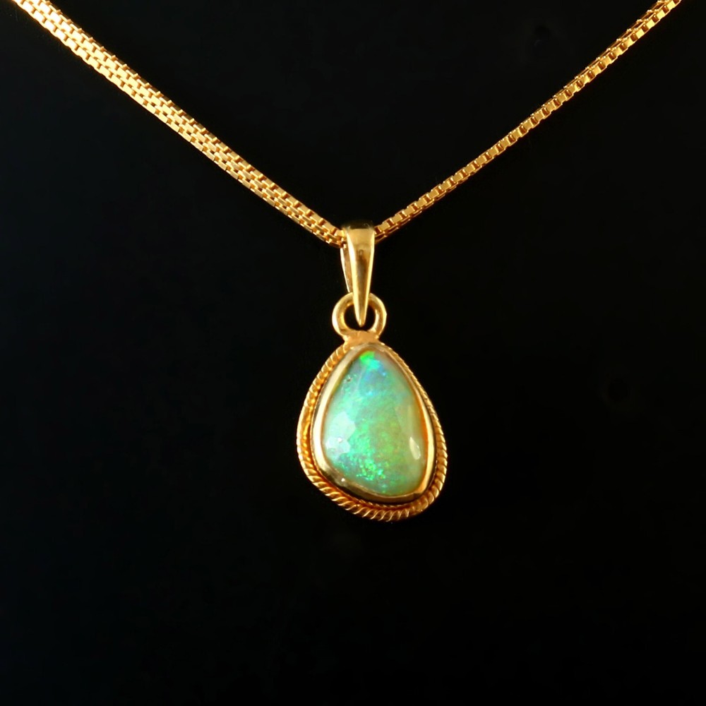 Opal Pendant Silver Necklace Fire 925 Jewelry Sterling Gemstone Blue Plated 201