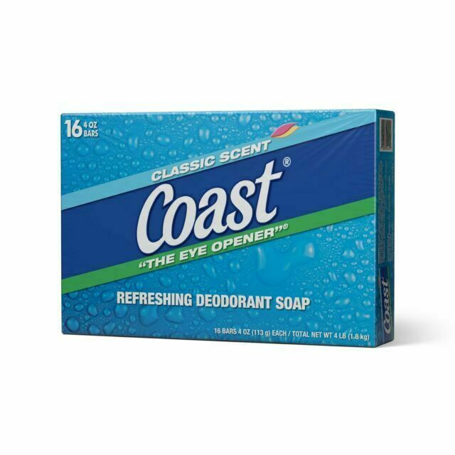 Coast Classic Refreshing Deodorant Soap Bar, 16-Pack, 4oz Each, Long-Lasting Freshness for All-Day Confidence
