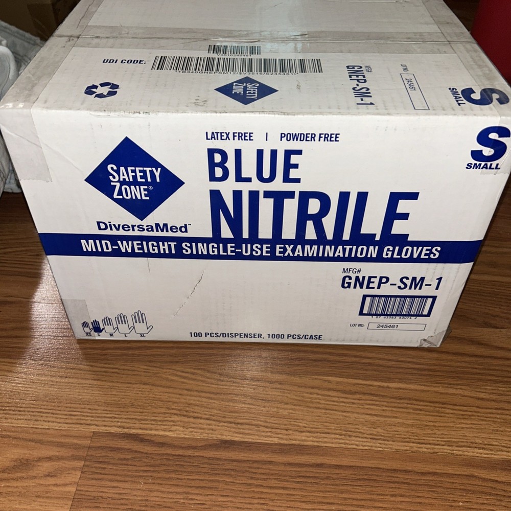 Blue Nitrile Gloves Powder-Free Latex-Free Small Medical Safety Zone