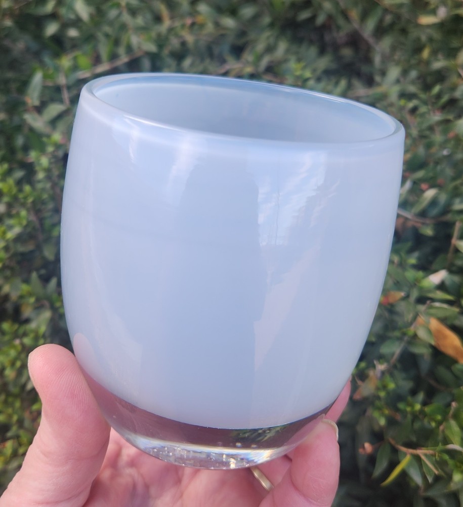 Glassybaby Light Blue Kindness Glass Votive Candle Holder with Label