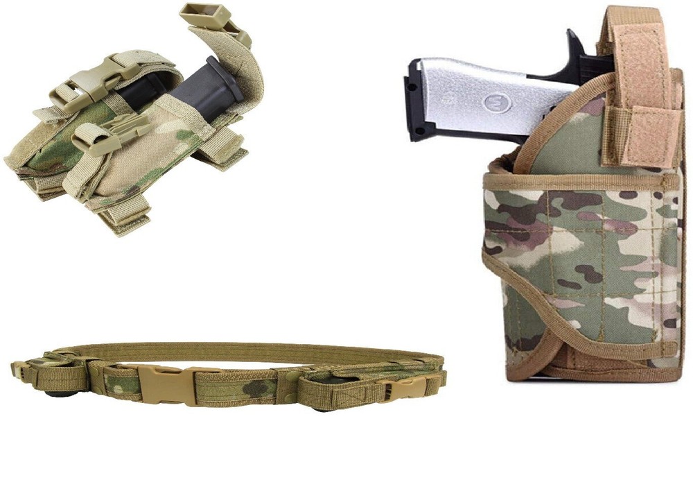 Condor Durable Gun Belt Set with 2 Pistol Mag Pouches and Holster