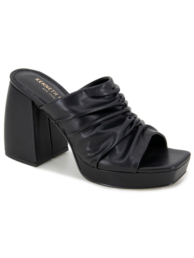 KENNETH COLE NEW YORK Womens Black Anika Open Slip On Heeled Sandal 6.5