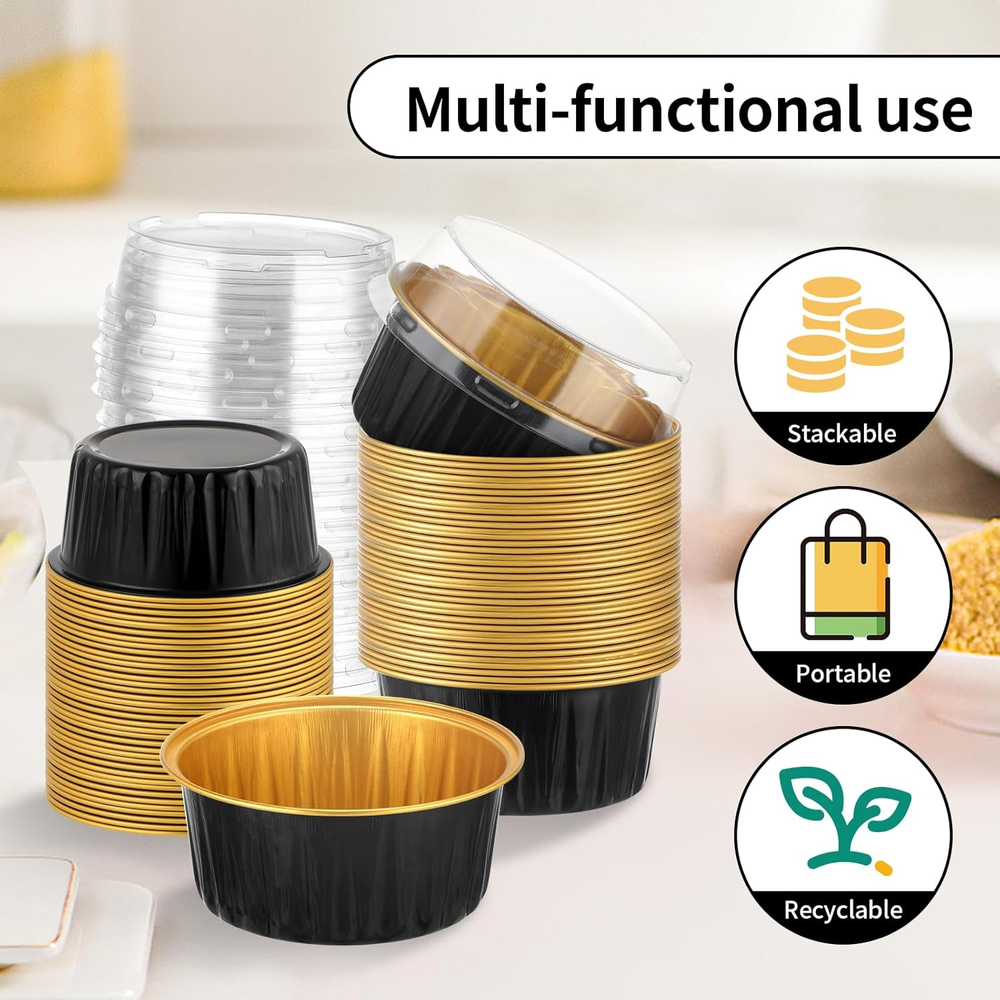 100-Pack Black & Gold Baking Cups for Muffins & Cupcakes