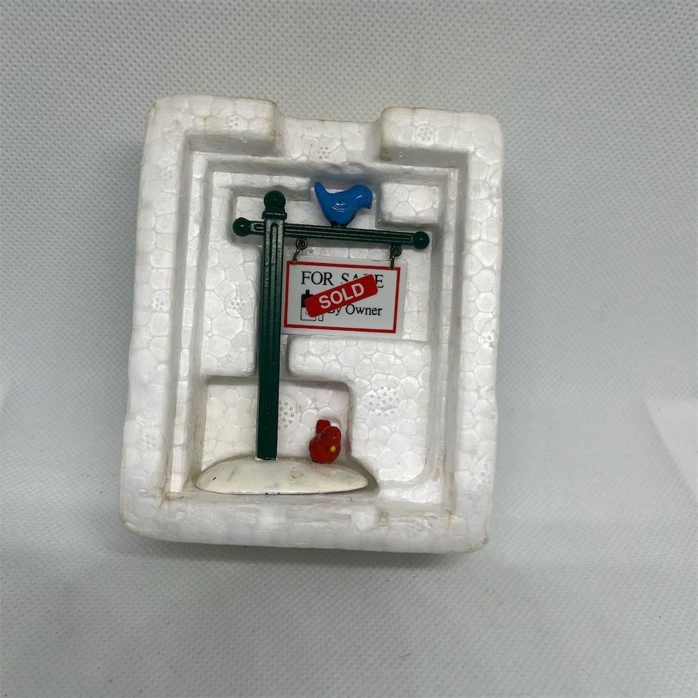Dept 56 Snow Village For Sale Sign Christmas Village House Accessory-image