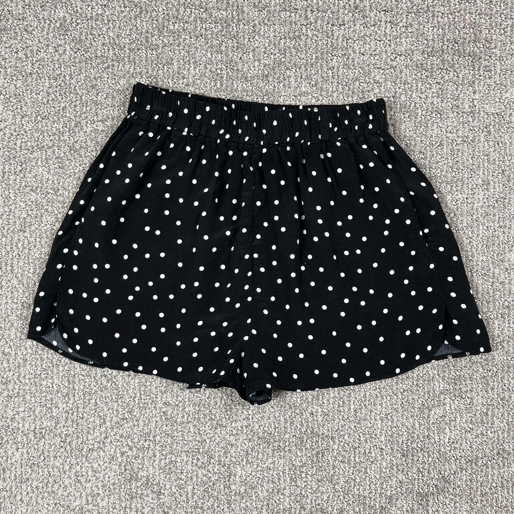 Urban Outfitters Shorts Womens XS Black White Polka Dot Viscose Elastic Waist