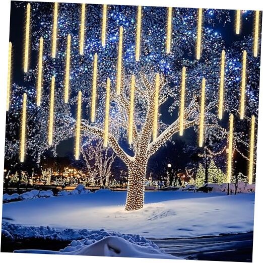 864 LED Meteor Shower Christmas Lights with 24 Tubes 11.8 Inch Waterproof Rain Lights