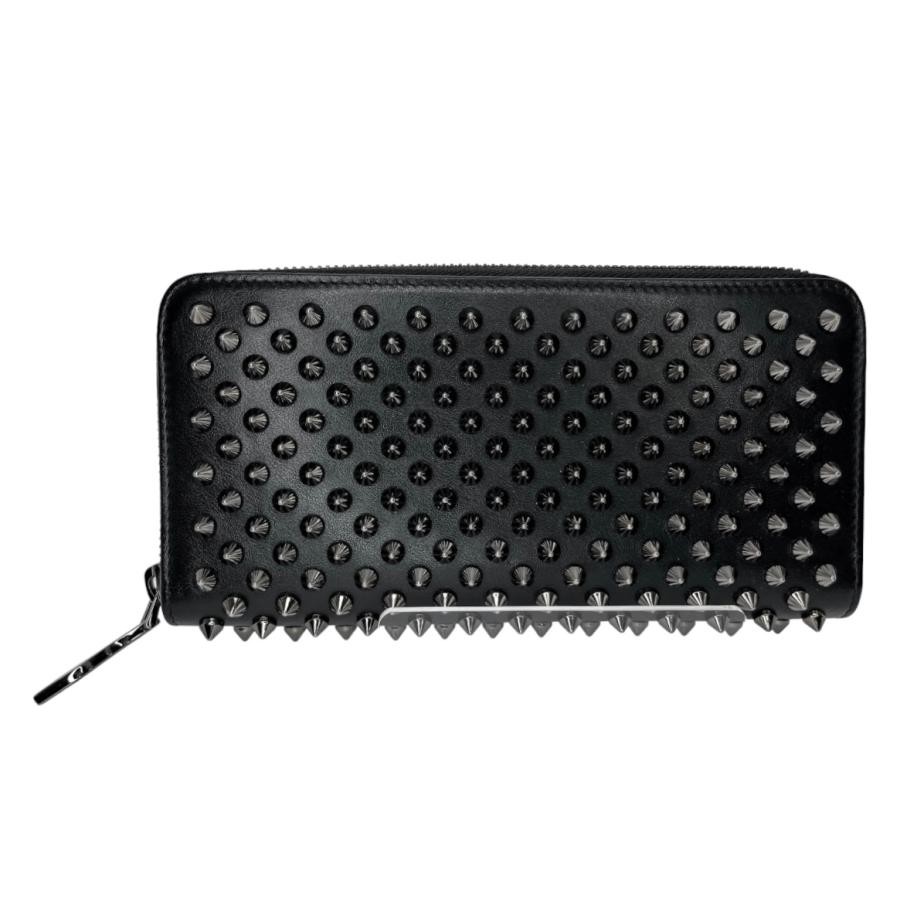 Preowned Christian Louboutin Studded Black Round Zip Wallet
