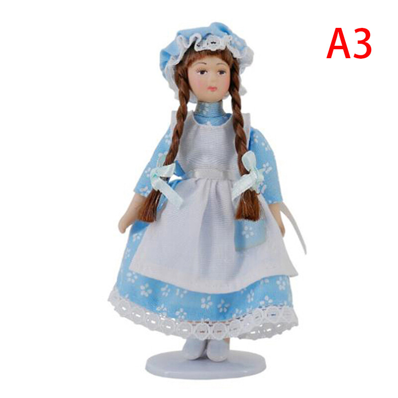 1:12 Scale Miniature Porcelain Dollhouse Dolls - Realistic Little Pretty Girls and Boys Figures for Collectors and Decor