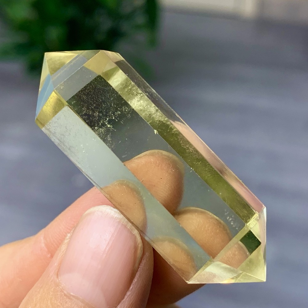 24G Natural Citrine Quartz Obelisk Crystal Double Point Wand Reiki Healing Gem