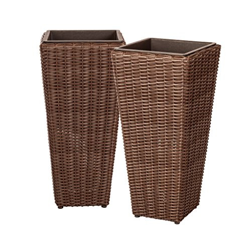 Patio Sense Alto Wicker All-Weather Planter Set - 2 PACK