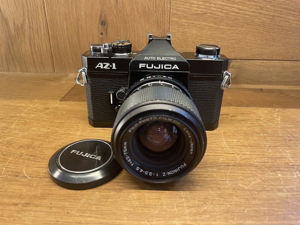Fujica AZ-1 Black Film Camera with Fujinon Z 43-75mm Lens Near Mint