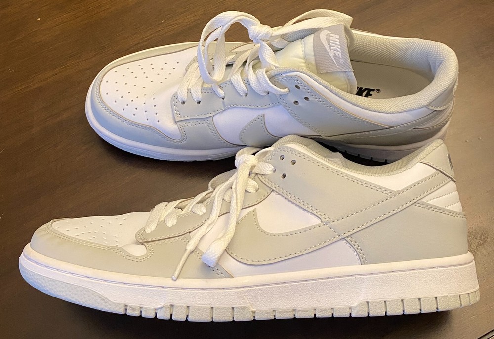 Nike Dunk Low Men's Sneakers US 9.5 White Gray Leather Athletic Shoes DD1503-103