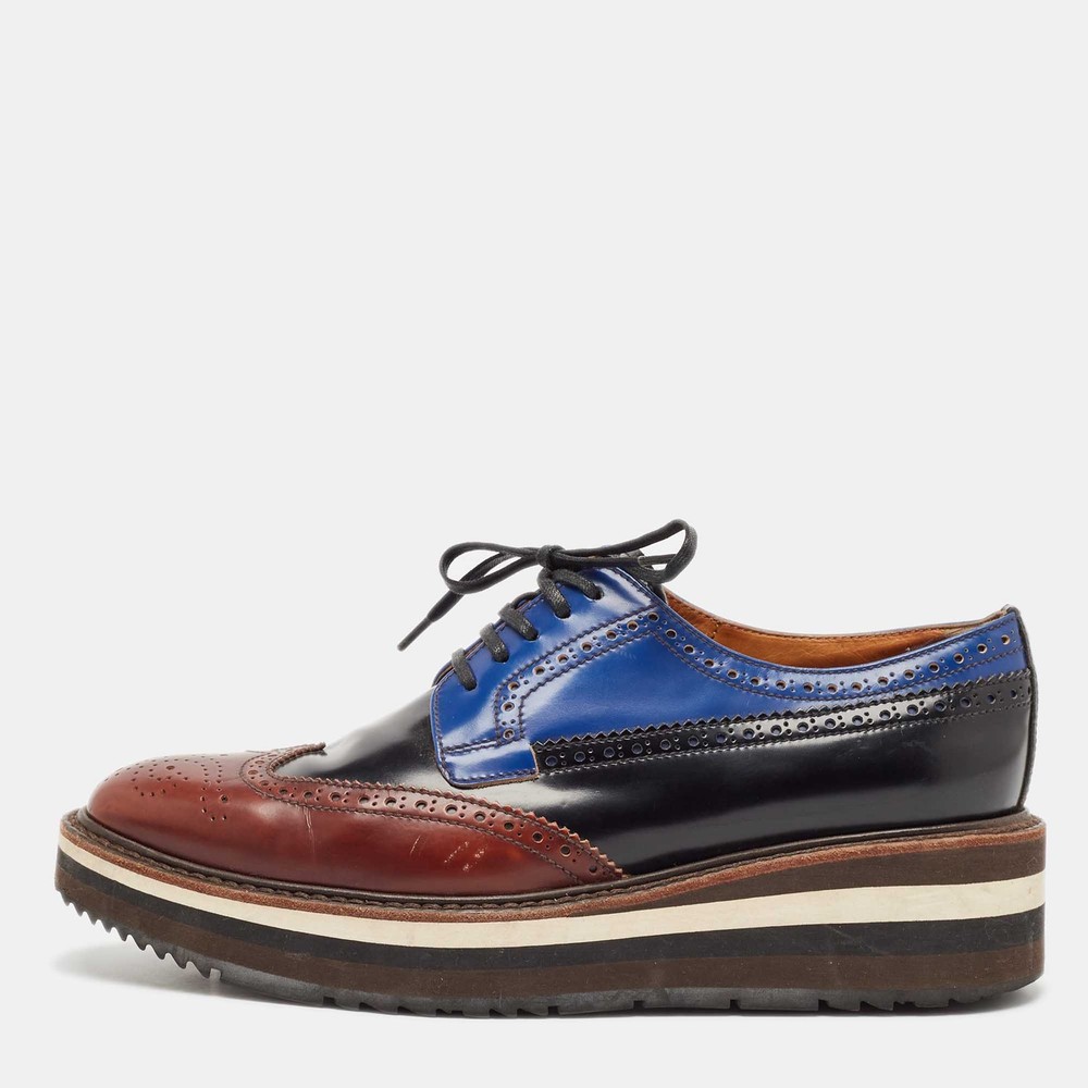 Prada Multicolor Leather Brogues Oxfords Size 38.5 EU