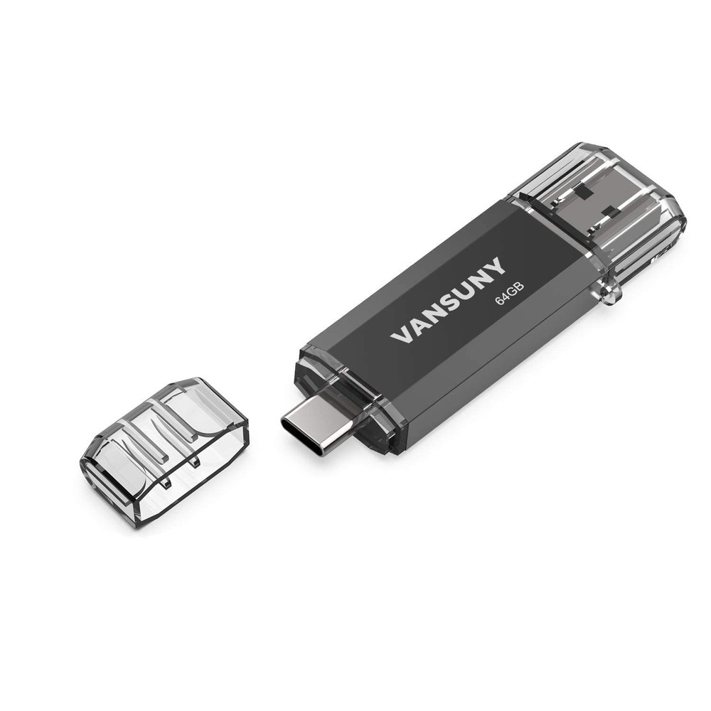 64GB Flash Drive 2 in 1 OTG USB 3.0 + USB C Memory Stick with Keychain Dual T...