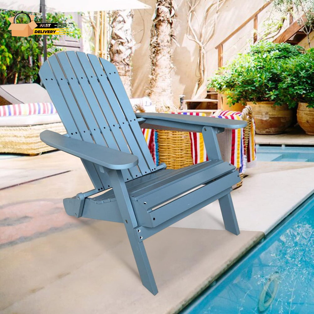 Eco-Friendly Folding Adirondack Chair for Outdoor Patio Gardens with Armrests and Lounger Design