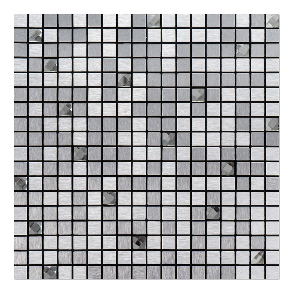 Peel and Stick Metal Backsplash Kit with 8-Sheet Glass Mixed Tile Design