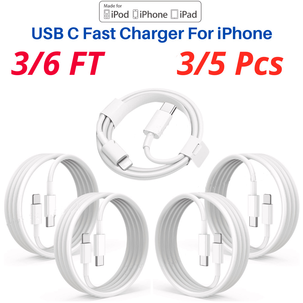 20W USB-C Fast Charger Cable for iPhone 14 13 12 11 Pro Max XR X 8 & iPad