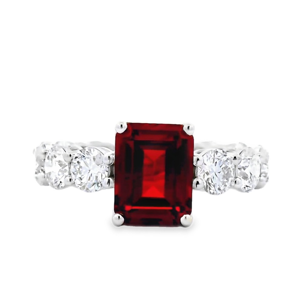 IGI Certified 6.86 ct tw. lab-grown Ruby-Diamond Ring 14k white gold
