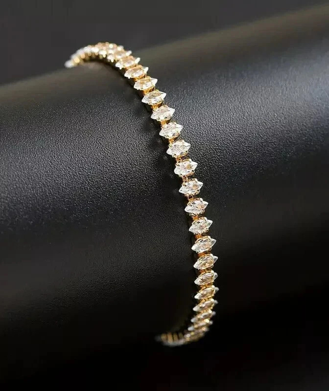 Women Tennis Bracelet 14Ct Marquise Lab Created Diamond 14KYellow Gold Plated 7