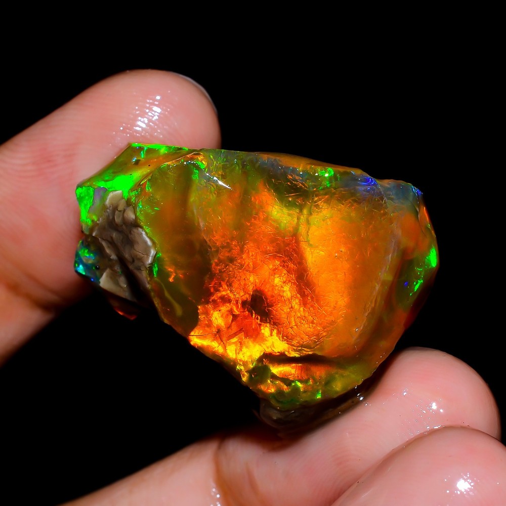HUGE 37.00 Cts Natural Ethiopian Opal Rough - Multi Fire Welo Opal Raw Crystal