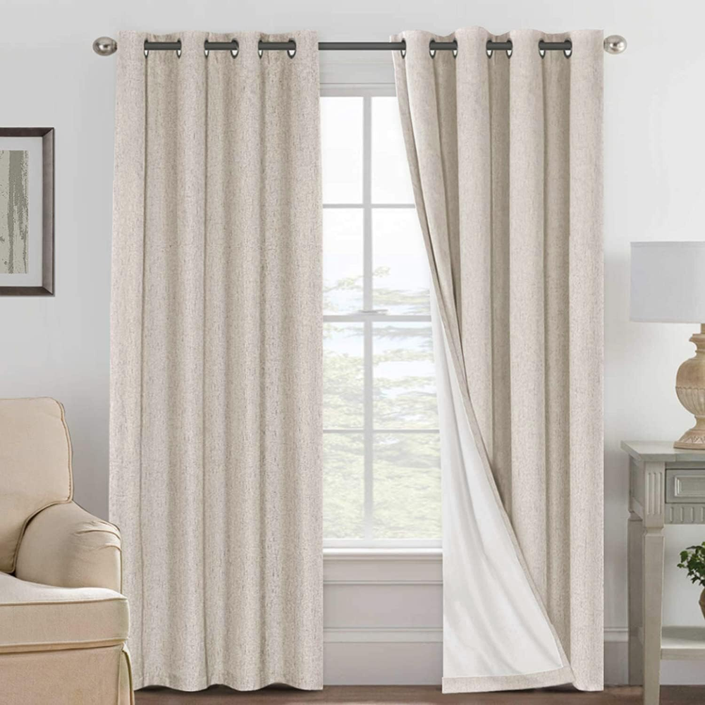 H.VERSAILTEX Linen Blackout Curtains – 100% Light Blocking, Bedroom Drapes