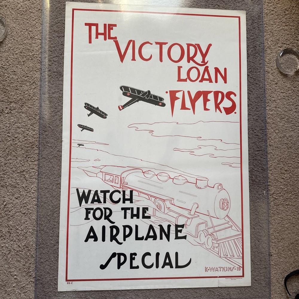 WWI Poster The Victory Loan Flyers Airplane Special Show Train