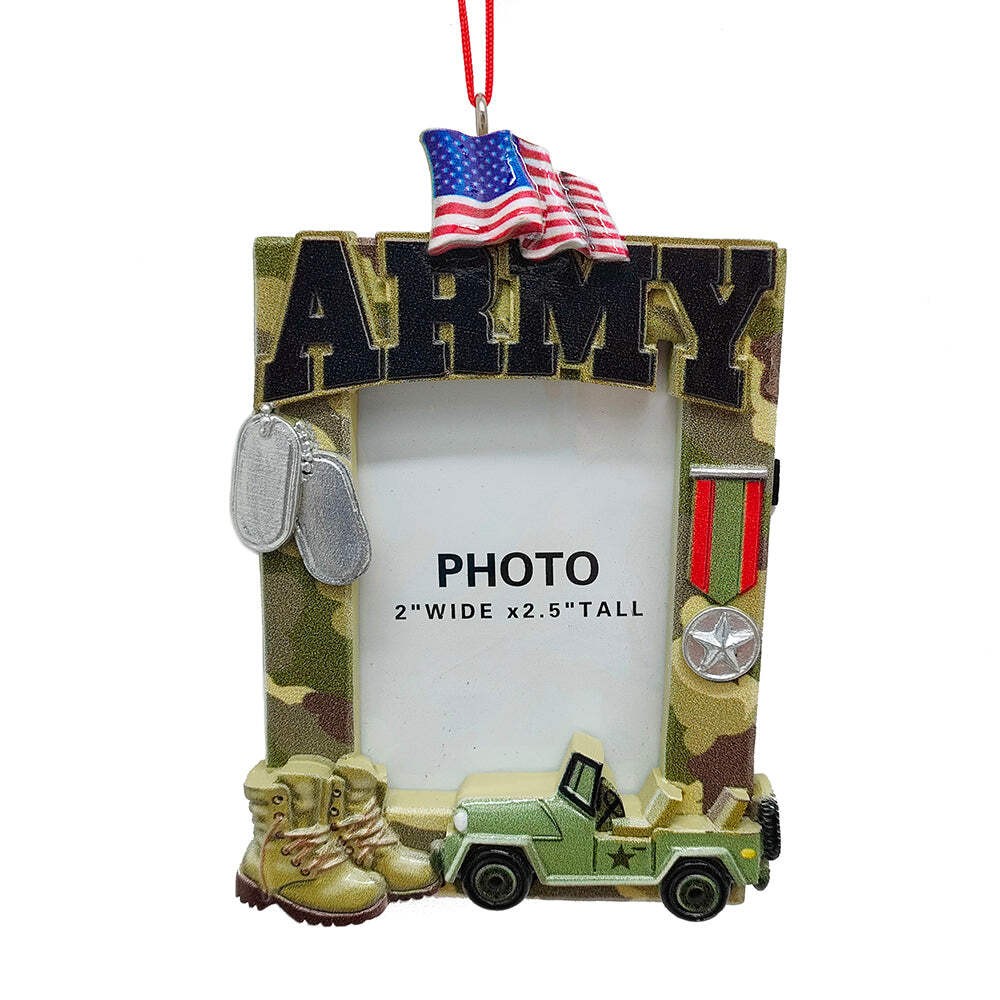 Army Photo Frame Resin Ornament 4.5