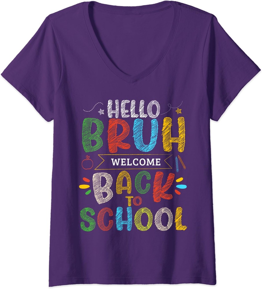 Welcome Back To School First Day Of School Teacher Ladies' V-Neck Tshirt-image