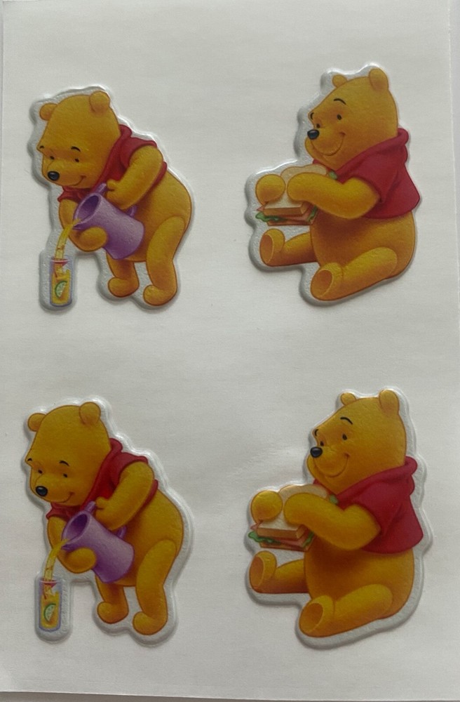 Vintage Puffy Scented Scratch N Sniff Summer Fun Winnie The Pooh Vinyl Stickers