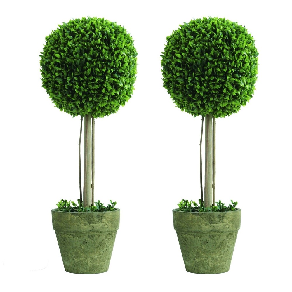Set of 2 Decorative Artificial Plants Boxwood Ball Trees for Indoor Outdoor