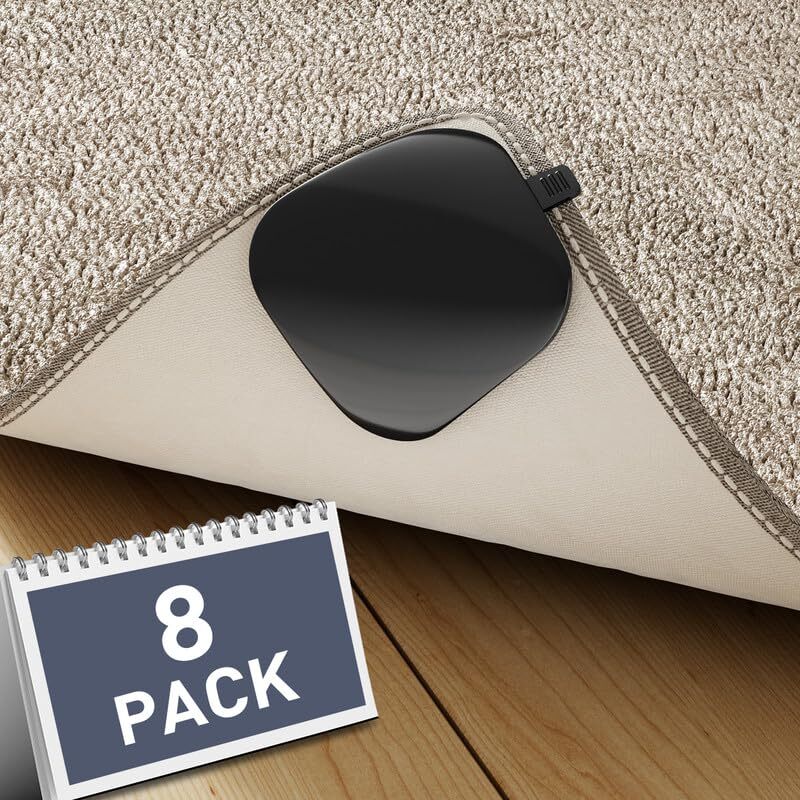 Rug Pad Gripper, Non Slip Grippers for Rug, Washable and 8 Pack Black-8