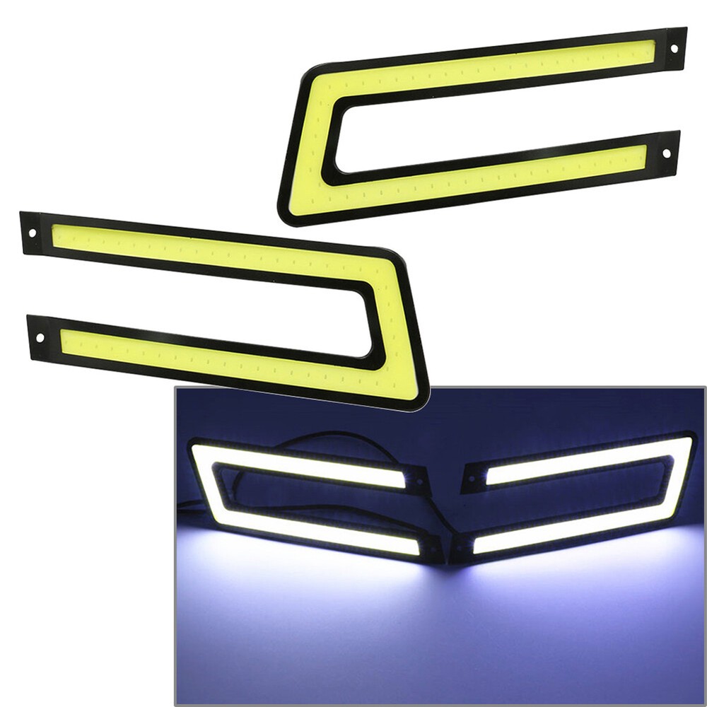 1pair White COB LED Daytime Running Light for Universal Car Driving Fog Lamp US