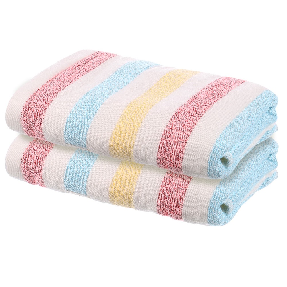 2-Pack Rainbow Striped Gym Towels 13x29 Inch - 3 Color Options
