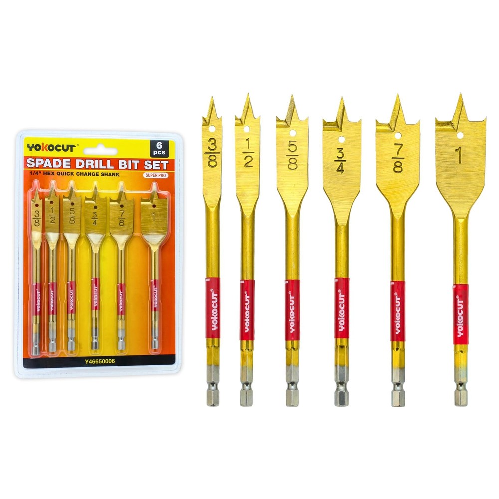 Spade Drill Bit Set, 6PCS Paddle Bits Set, 3/8