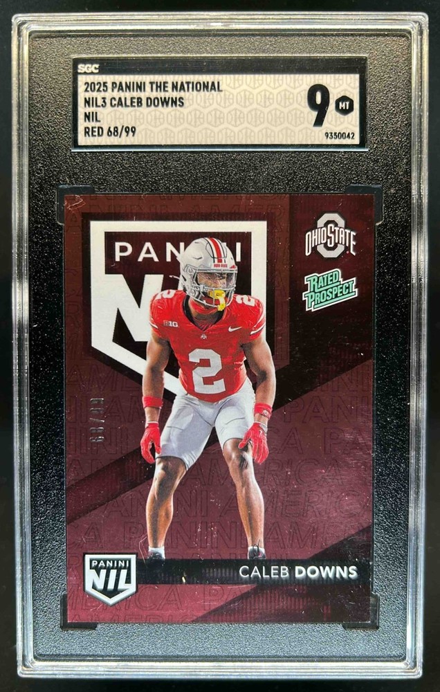 2025 Panini NSCC Silver Packs Caleb Downs NIL Red #68/99 SGC 9
