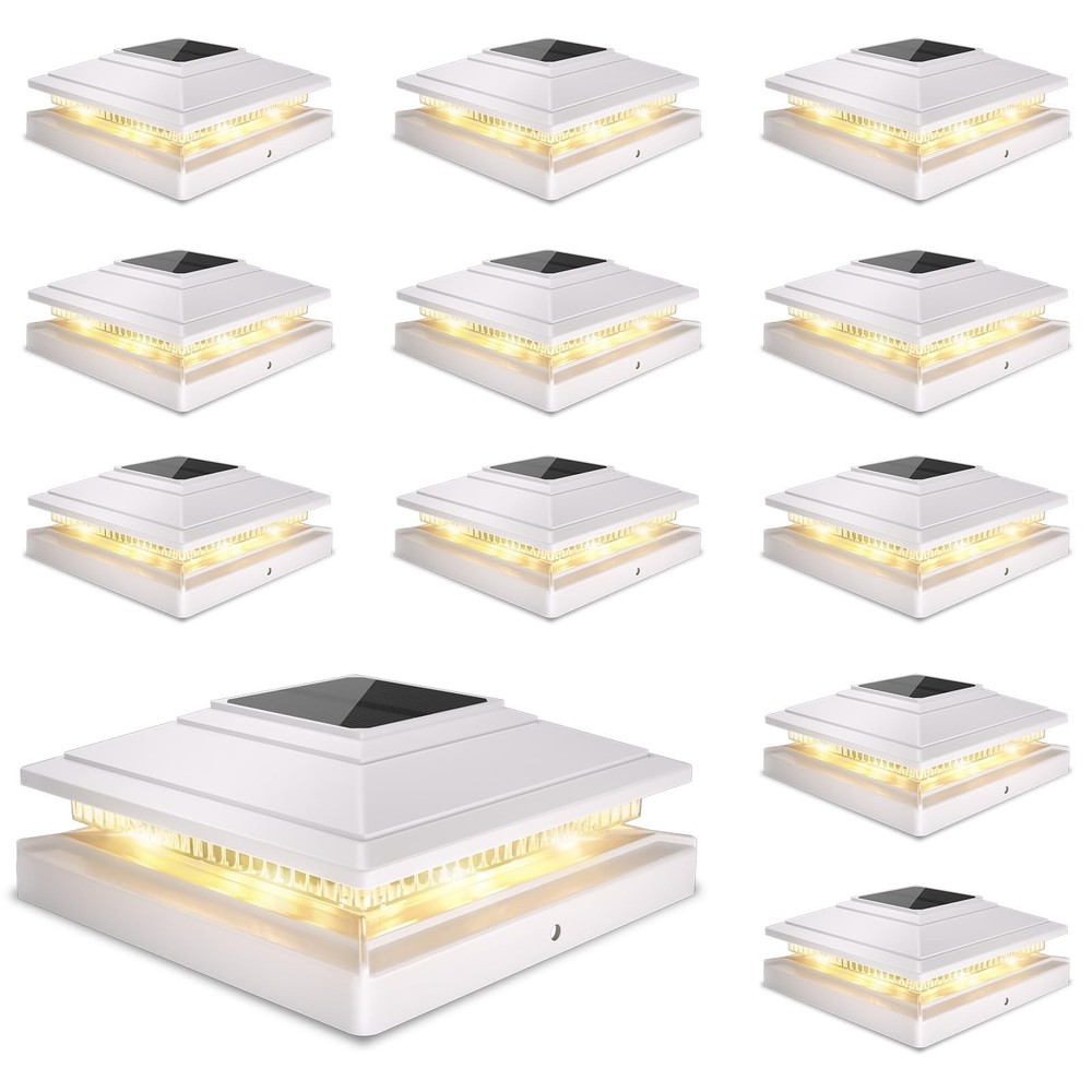 12-Pack Solar Post Cap Lights for Outdoor Fences Waterproof & Energy-Efficient