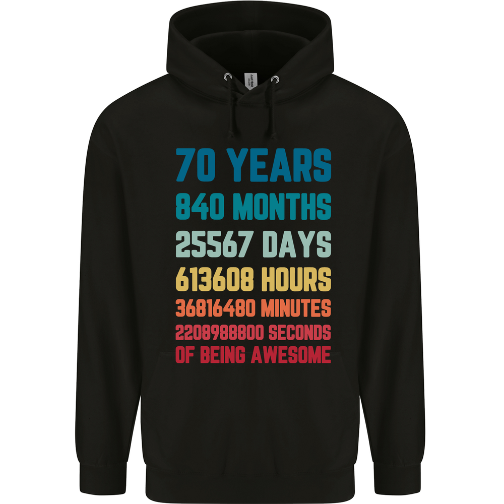 70th Birthday 70 Year Old Mens 80% Cotton Hoodie