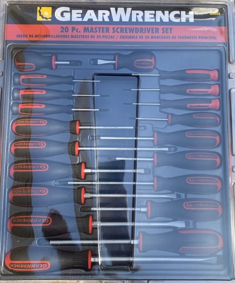 GearWrench 20-Piece Master Screwdriver Set with Slotted Phillips Torx Bits in Red and Black