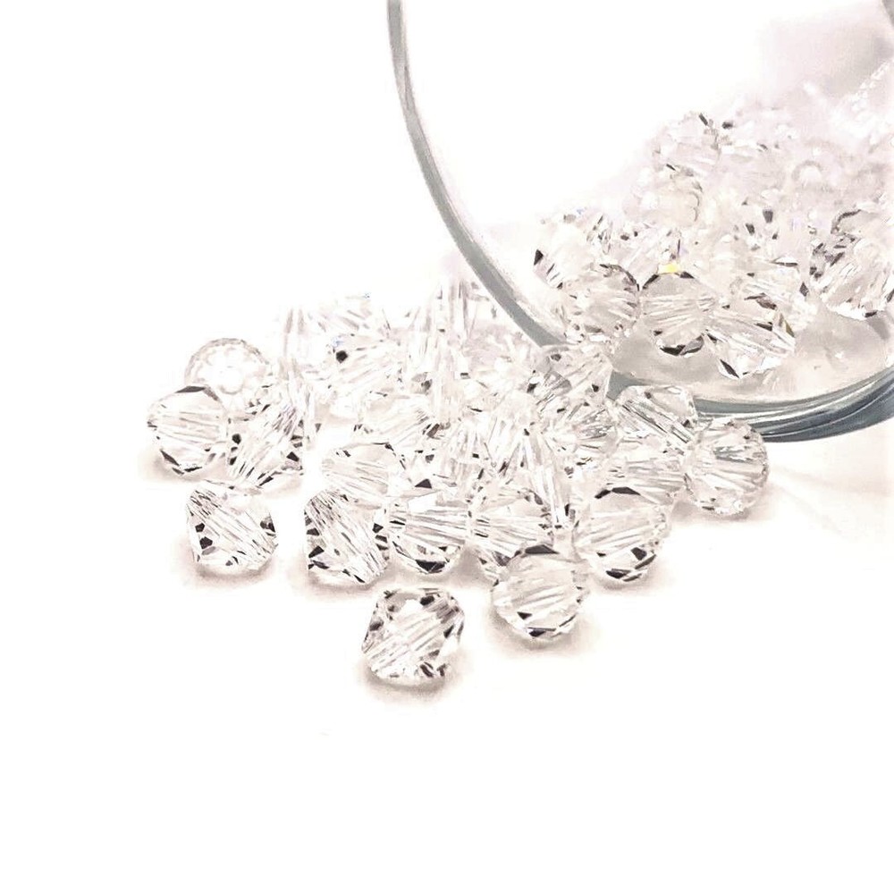 4, 20 or 50 BULK pcs 6mm Bicone Bead Diamond April Birthstone -US Seller- DM948