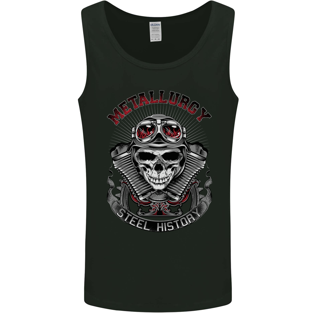 Biker Metallurgy Motorbike Motorcycle Skull Mens Vest Tank Top