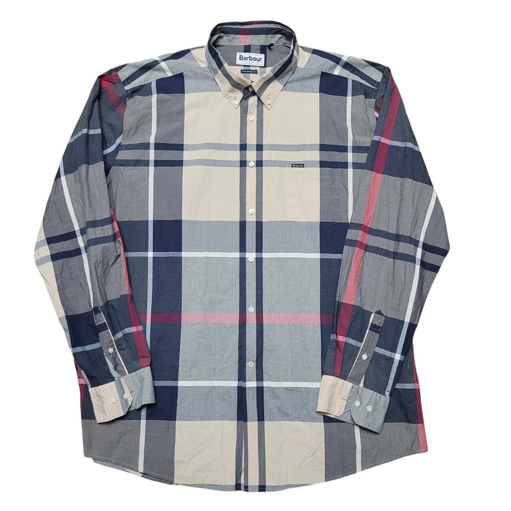 Barbour Plaid Men's Tailored Fit Button Front Shirt Sz 2xl