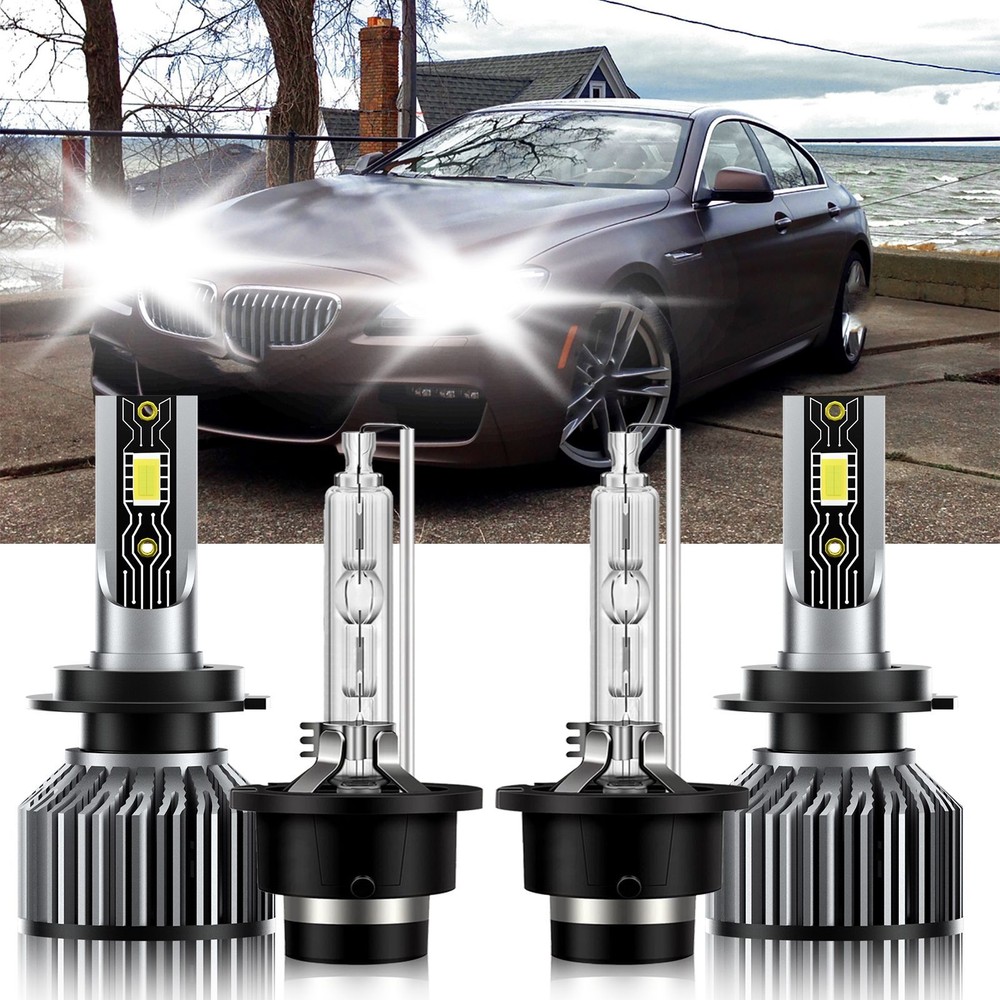 H7+D2S Combo LED HID Headlight Hi Low Beam Bulbs Kit For BMW 650i 2006-2007
