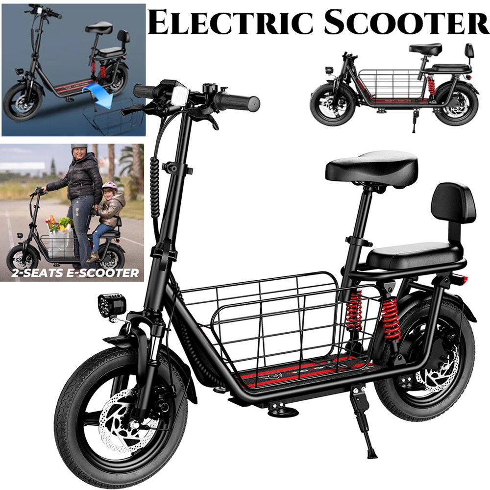 Heavy Duty 850W Electric Scooter with Seat Basket 25 Mile Range 330lb Capacity