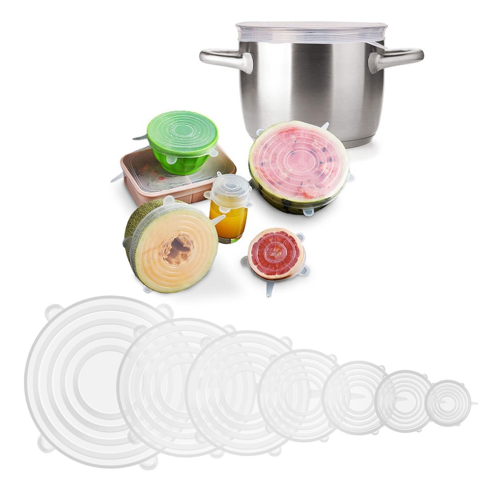 14 Packs Silicone Stretch Lids, Reusable Premium Silicone Stretch and Seal Li...