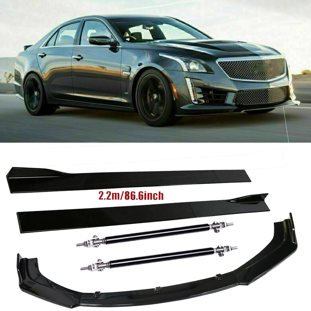Front Bumper Lip Splitter Spoiler Strut Rods For Cadillac CTS CTS-V CT4 CT5 CT6